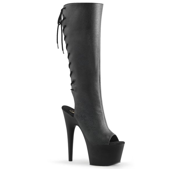 Pleaser Adore 2018 Black Platform Boots with Stiletto Heel